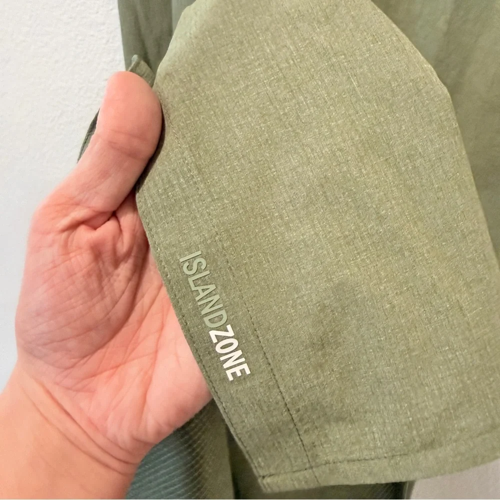 Tommy Bahama IslandZone Shirt Dress Olive Green Belted Resort Coastal Travel L - Picture 7 of 12